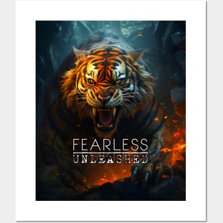 Fearless Unleashed - Tiger Art - Motivational Quote Posters and Art